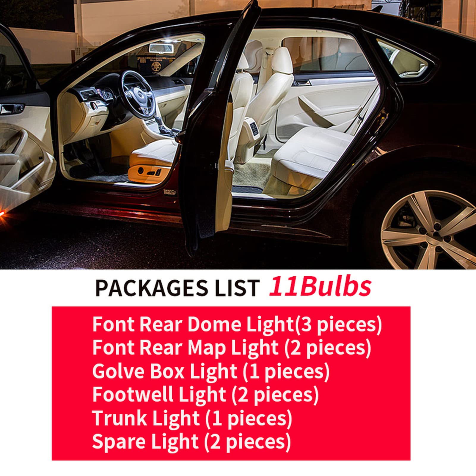 11 Uds Blanco frío Canbus Bombillas LED para Coche Kit de Paquete de Interiores, para Peugeot 407 SW 2004-2010 Mapa cúpula Maletero guantera luz
