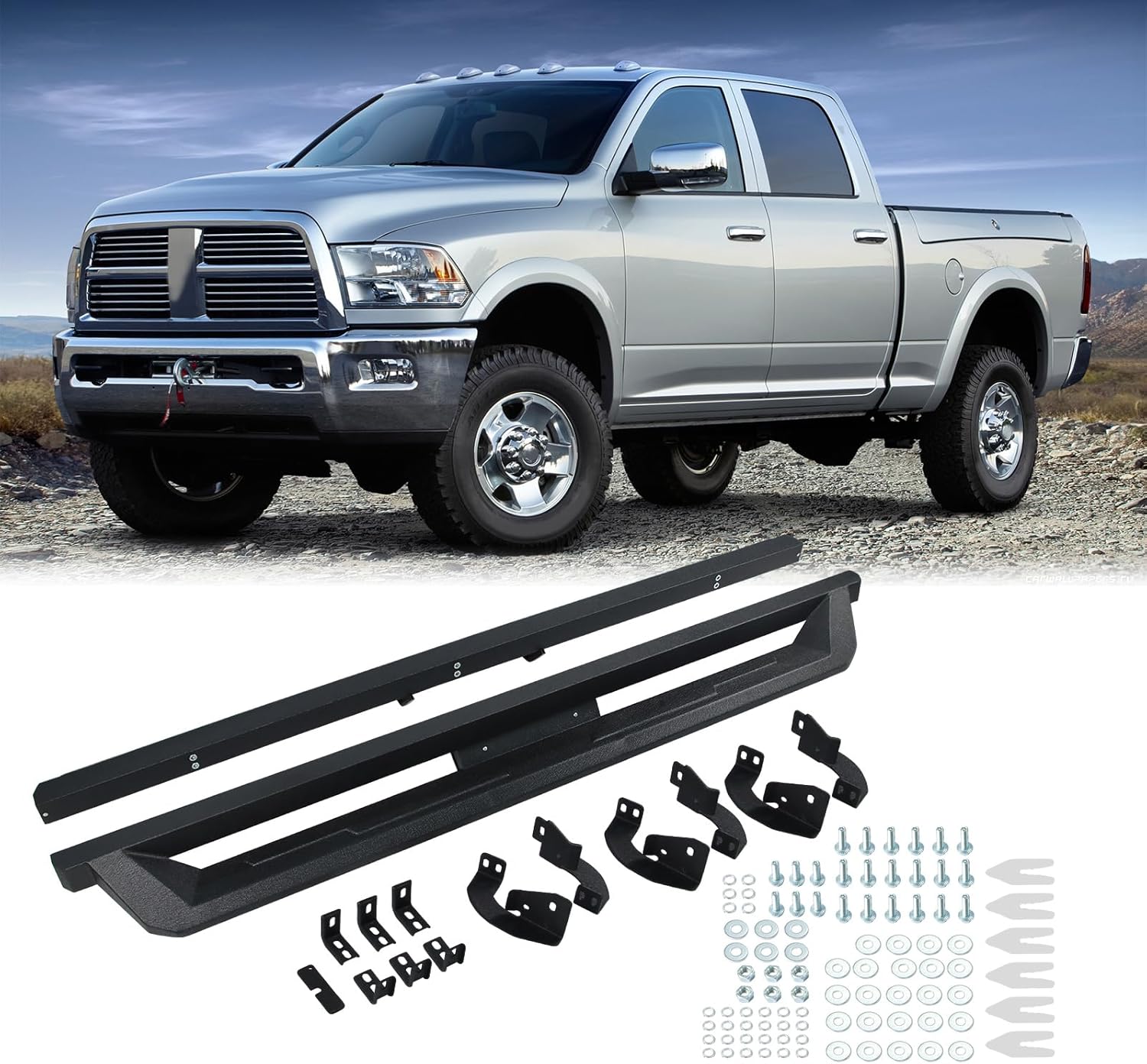 Running Boards Side Steps Bars Compatible with 2010-2022 Ram 2500/3500, 2009-2018 Ram 1500, 2019-2023 Ram 1500 Classic Crew cab Easy Access Side Step Nerf Bars