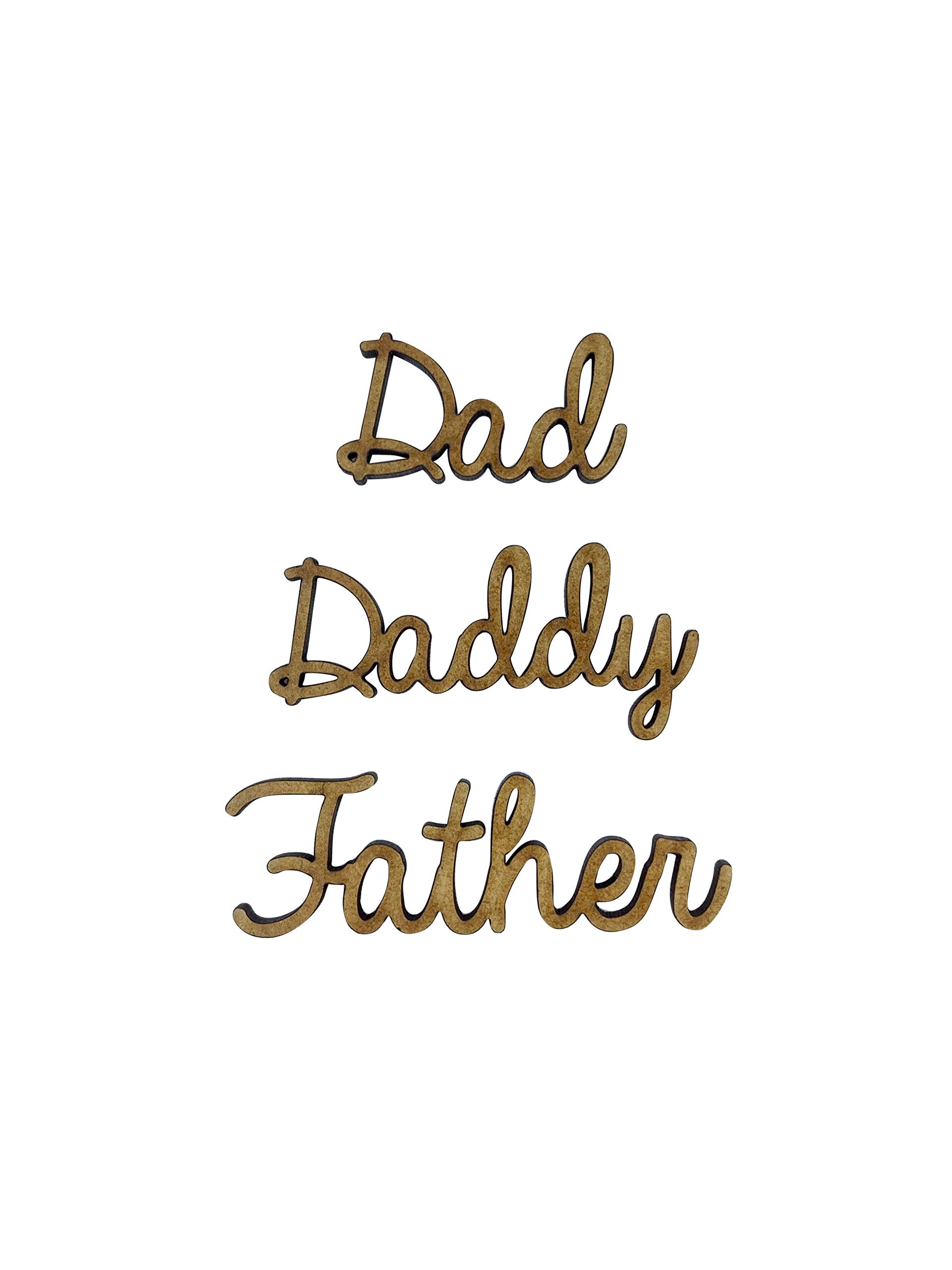 The Crafty Cow 9X Dad Daddy Father Words 6Cm Wood Craft Embelishments Laser Cut Shape Mdf