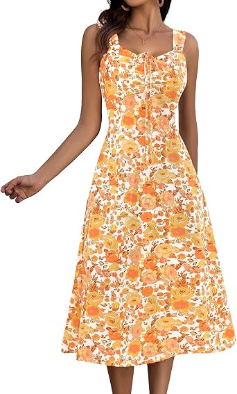 HomRain Sun Dresses for Women 2025 Vacation Summer Wedding Floral Boho Maxi Dress Spaghetti Strap A Line Casual Beach
