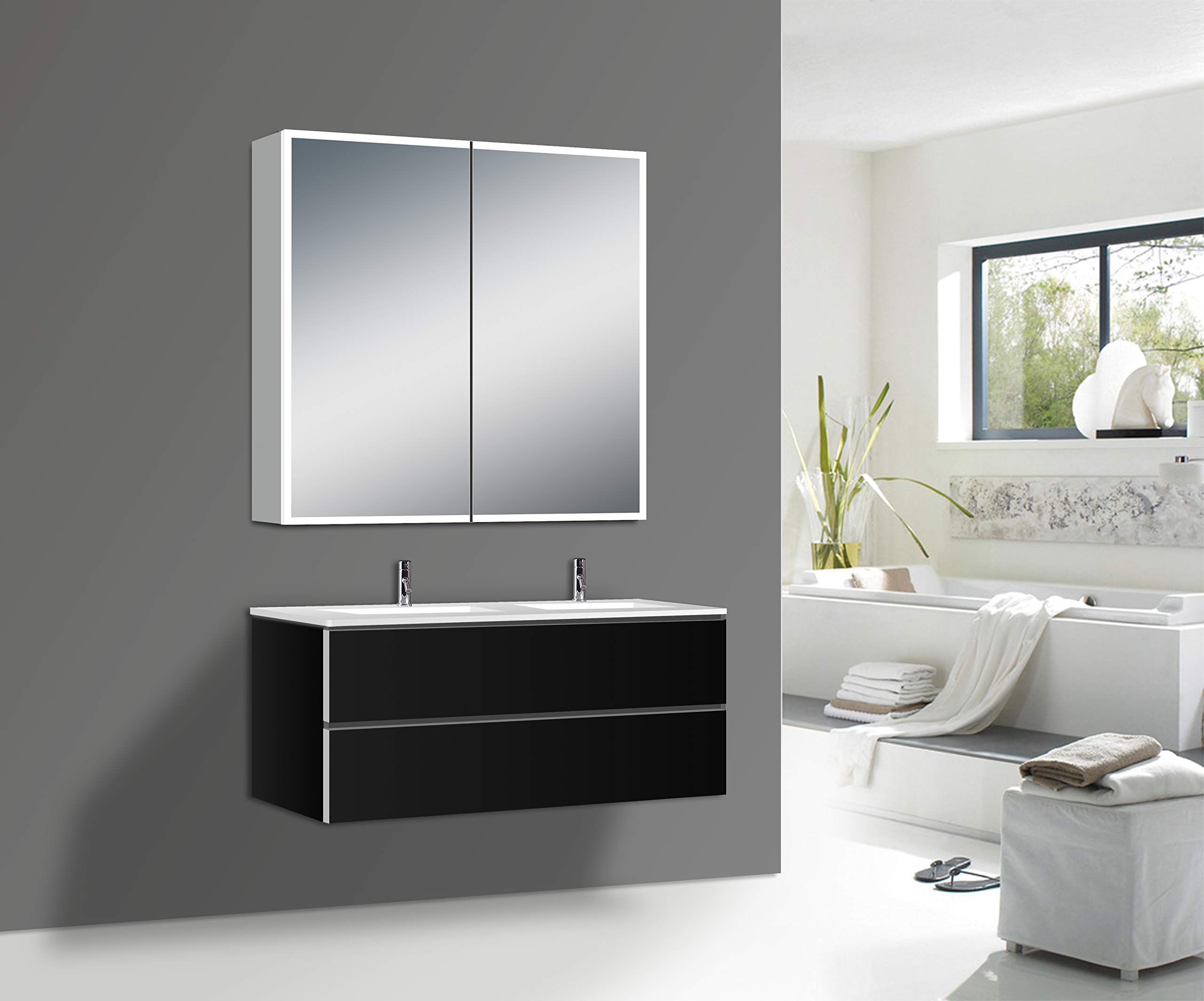 GenericDani 28" W x 28" H LED Medicine Cabinet with Mirrored Doors