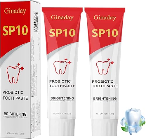 2 piezas de pasta de dientes probiótica SP10, protección avanzada de esmalte cuidado de limpieza profunda, salud bucal y aliento fresco.