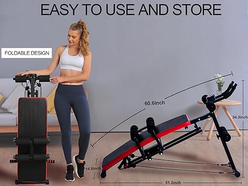 Miniatura 8 de KESHWELL Máquina de entrenamiento abdominal, equipo de ejercicio de abdominales para gimnasio en casa, banco ajustable para sentarse, entrenamiento