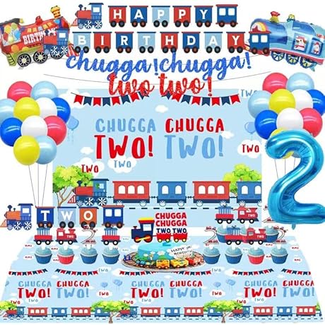 Choo Choo I'm Two G-Scale Train 2nd Birthday Party Decorations Party Supplies