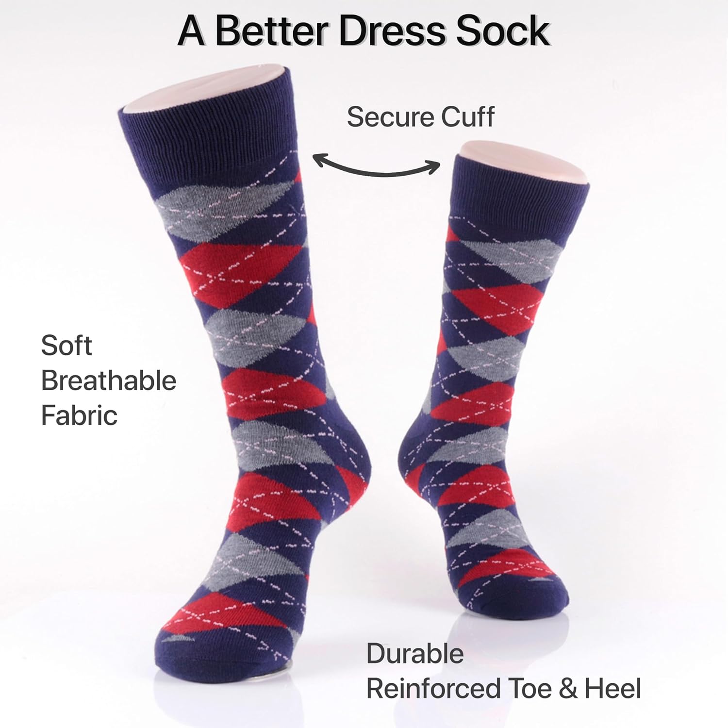 12 Pack Dress Socks for Men- Fancy Argyle and Classic Pattern Dress Socks - Image 3
