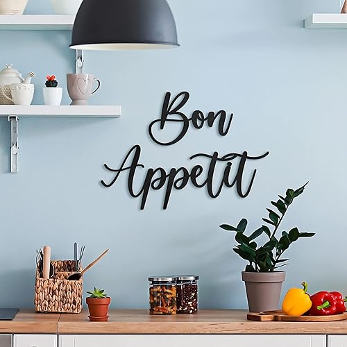 Miniatura 6 de Vivegate Bon Appetit - Decoración de pared de metal  17 x 12 pulgadas, diseño moderno y bonito de granja, arte de pared de metal para colgar