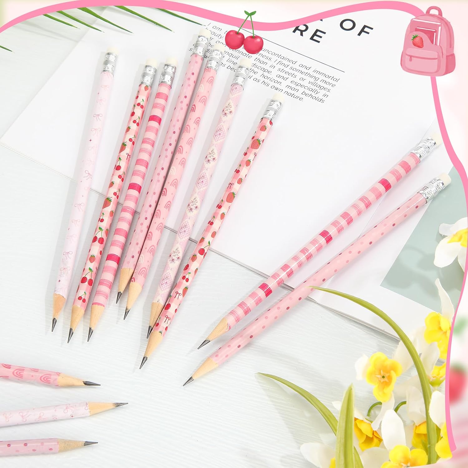 24 Pcs Back to School Pencils Gifts with Eraser,Pink image 3