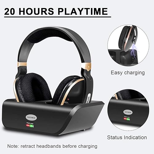 Miniatura 8 de Auriculares inalámbricos ópticos para ver televisión, auriculares para personas mayores con base de carga y control de volumen, Plug and Play