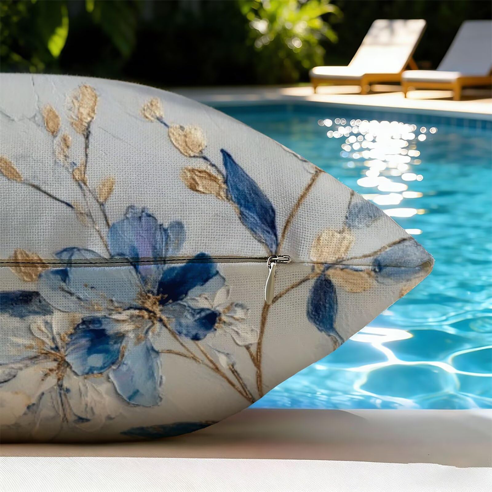 Générique Housse de Coussin Canapé Bleu 75x75cm Exterieur Impermeable Flower Taie d'oreiller Décoratif Aesthetic Housse Coussin Decoration pour Chambre Sofa Jardin Balcon Terrasse Lot de 2. P-4763