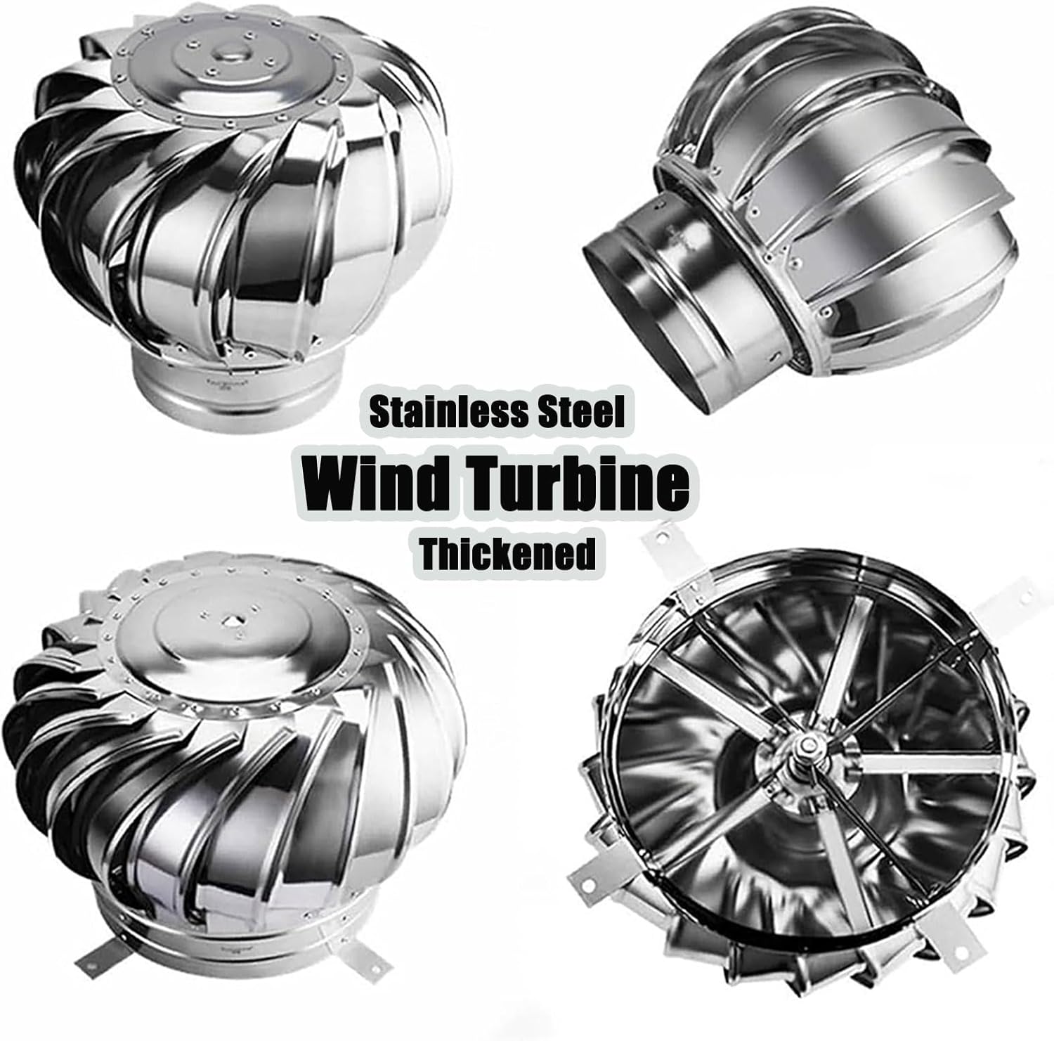 6 inch Roof Vents for Houses, Stainless Steel Turbine Ventilator for Roof Exhaust Vent, 150 mm Non-Power Ventilator, Rotating Roofing Wind Turbines for Factory Attic Farm Office Buildings Greenhouse