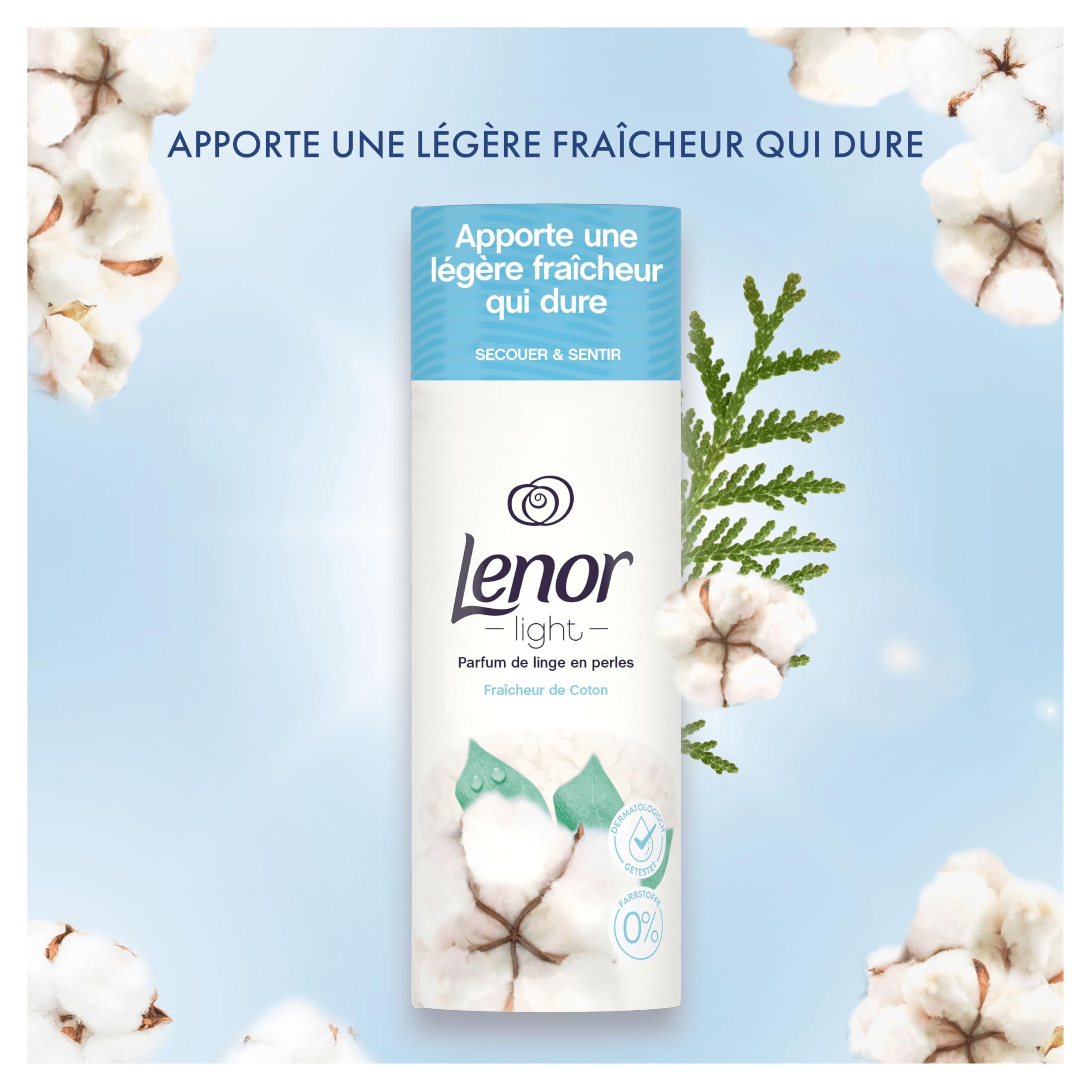 Lenor Wäscheparfüm aus Perlen für Waschmittel, 100 Waschgänge (235 g x 6), Baumwollfrische, Nonstop-Frische, bis zu 12 Wochen Lagerung