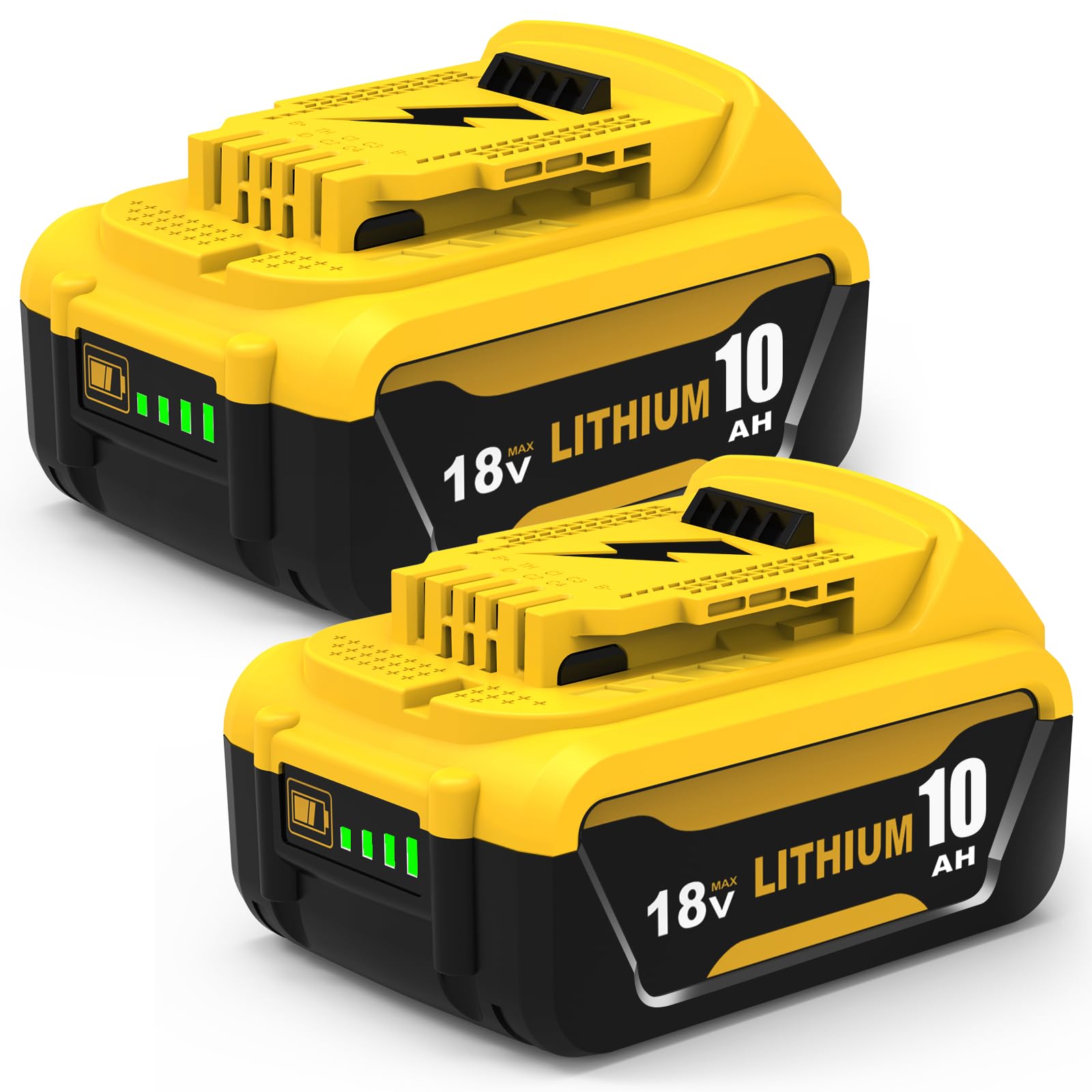 2Stück 10.0Ah Ersatz für Dewalt Akku 18V + 1Stück 3A DCB107 für Dewalt ladegerät 10,8~20V Akkuladegerät mit LED-Anzeige