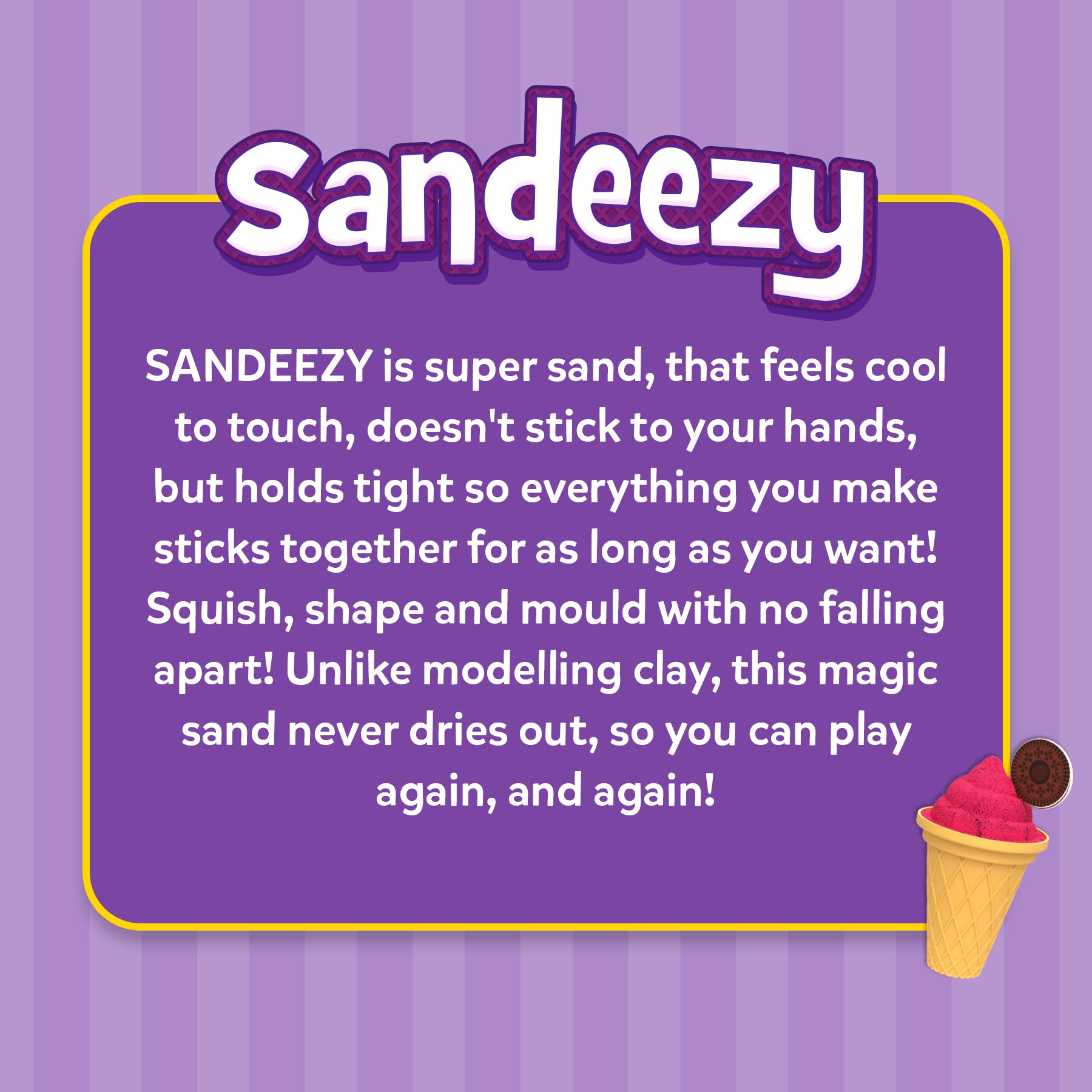 Skillmatics Sandeezy Pretend Play Ice Cream Parlour Set – Sand Playset with Moulds, Tools & Toppings, Sensory Toy for Kids, Non-Toxic, Mess-Free, Creative Indoor Activity Ages 3, 4, 5, 6, 7 - Image 9 thumbnail
