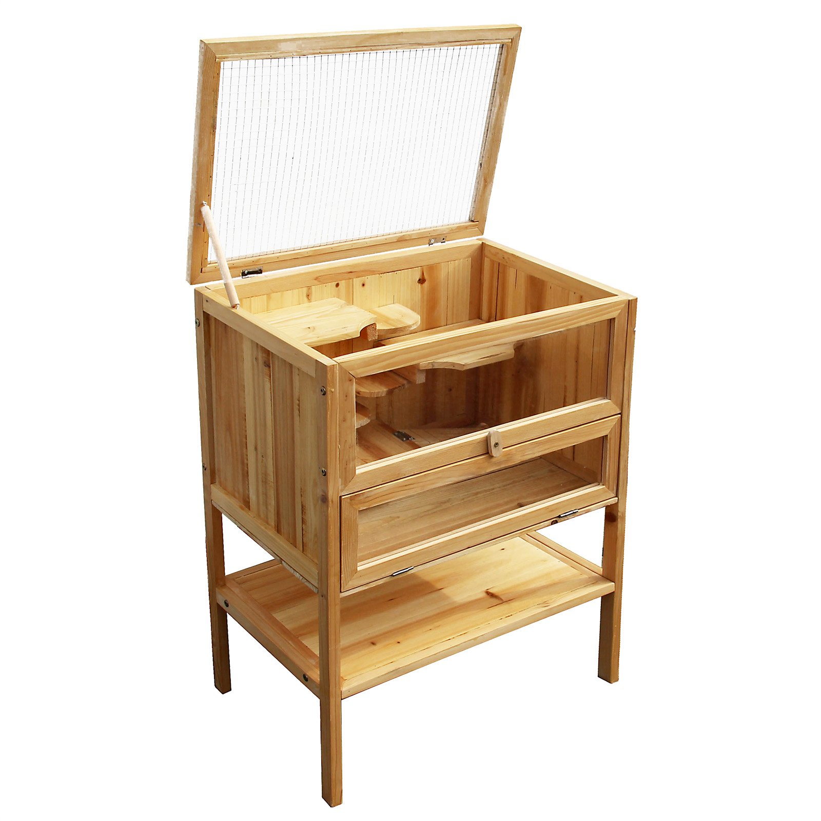 Jaula Caseta Madera hámster roedores Animales pequeños ratón Tipo casa con Cierre abatible