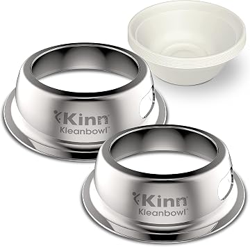 Kinn Kleanbowl Pet Bowl Stainless Steel Frame, 16 oz Pack of 2 | Compostable Refills, Spill-Proof Stable, Disposable, Easy Cleaning, No Plastic