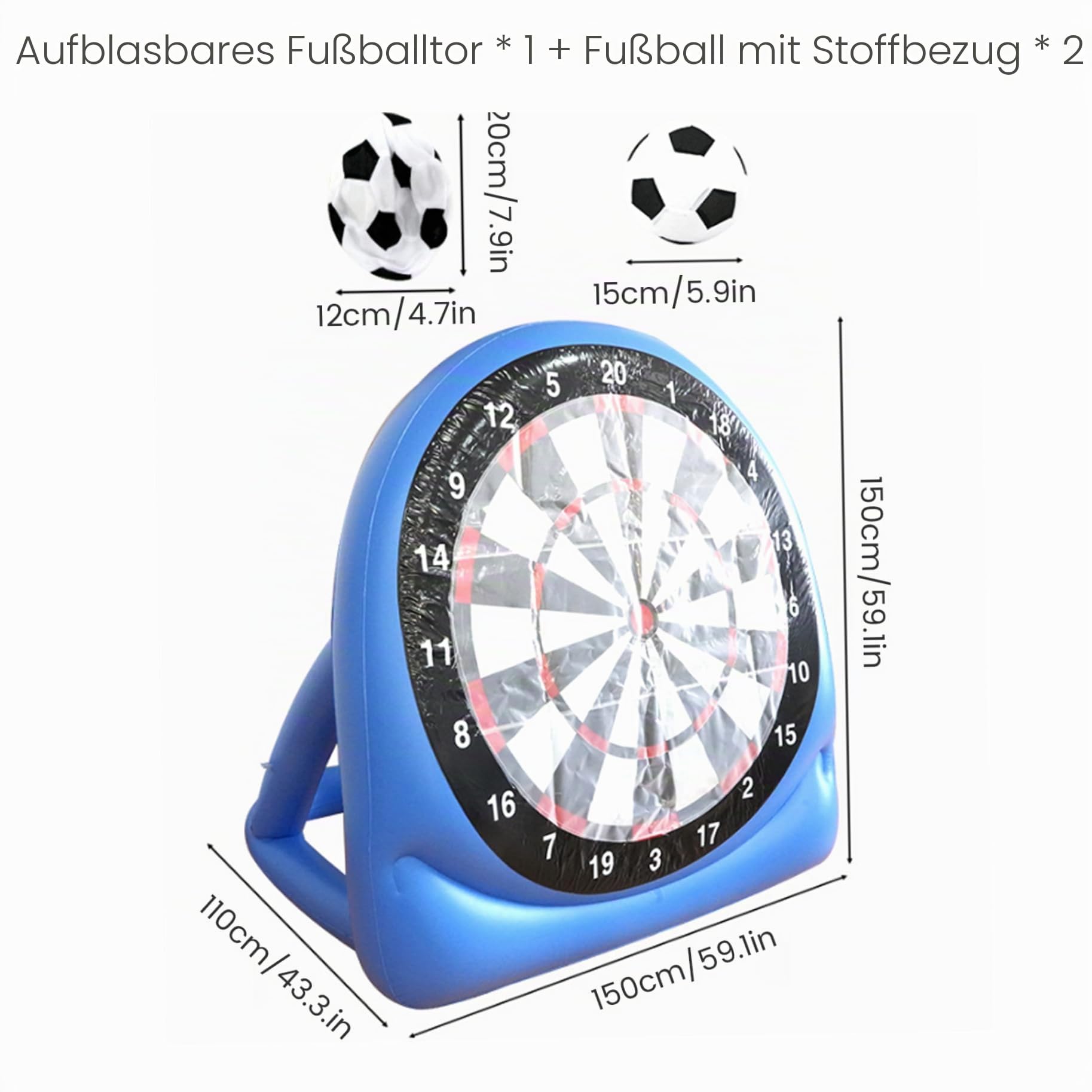 Fußball-Darts, riesiges aufblasbares Fußball-Dartbrett mit klebrigen Bällen, aufblasbar, tragbares Outdoor-Hofspiel für Garten, Strand, Partyspaß