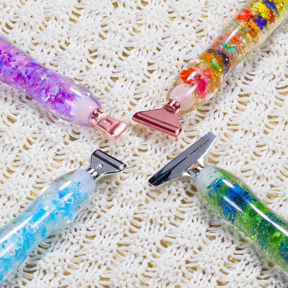 Diamond Art Pens Thick Resin Diamond Painting Pen, Ergonomic Curved Body, Screw Stainless Steel Metal Tips Multi‑Placer Tool for Adults Beginners Gem Rhinestone Picker Stylus Multi‑Color