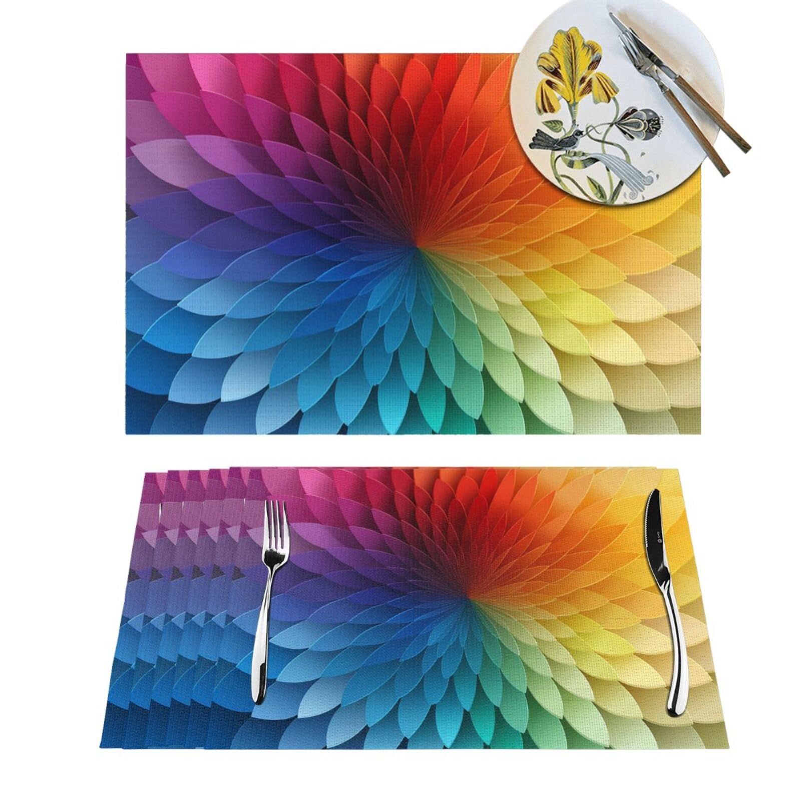 Sets de table antidérapants résistants chaleur lavables PVC vinyle lot de 6