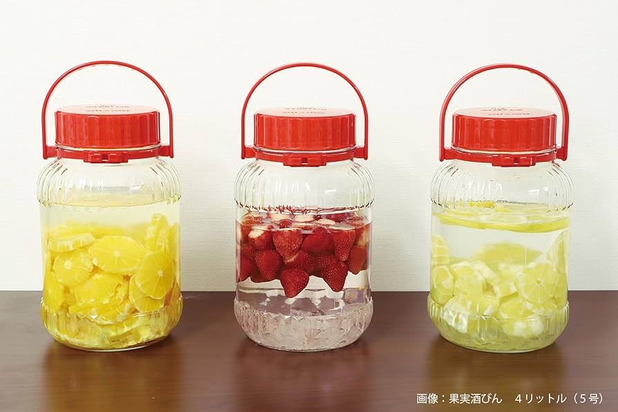 ガラスと木製の果実酒瓶 Amazon｜東洋佐々木ガラス 梅酒用ビン 果実酒瓶 8000ml 6個セット 果実