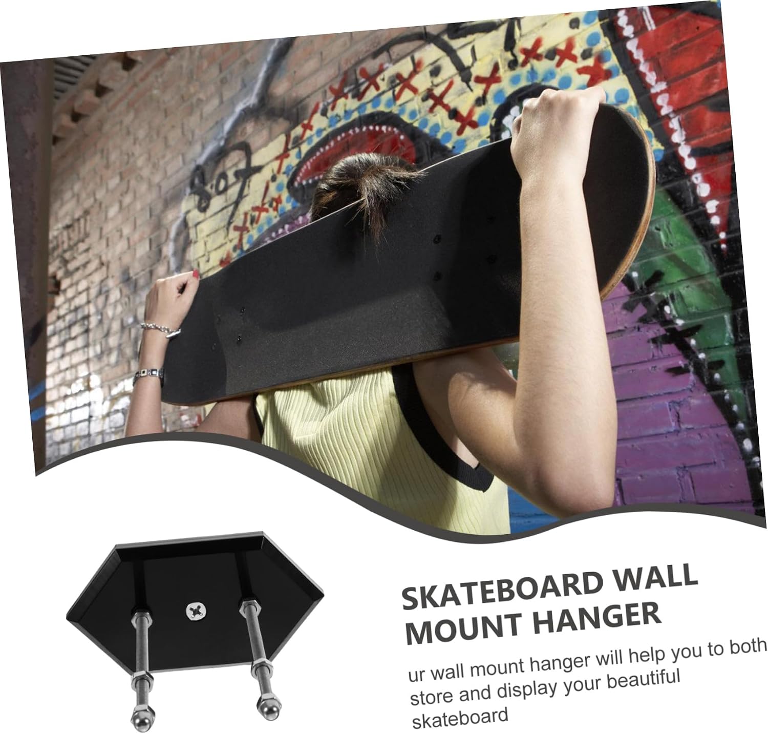 VANZACK 2pcs Acrylic Skateboard Wall-mounted Hanger for Display and Storage Skateboard Rack Easy Installation Space-saving Design for Home Garage Organization