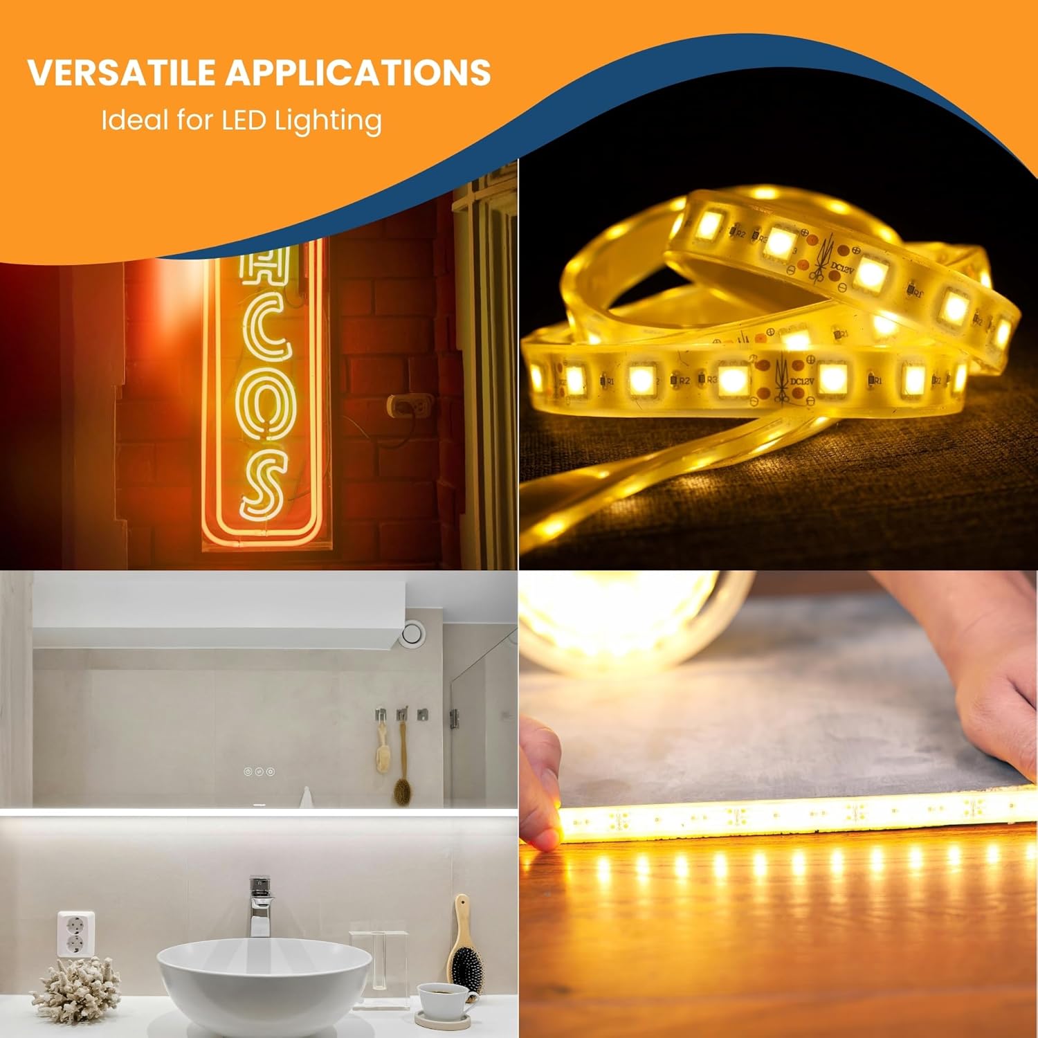 160W 2-in-1 CCT Tunable & Dimmable LED Driver (24V) | UL Listed Constant Voltage Power Supply for Bi-Color LED Strip Lights & Smart Home Lighting