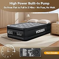 Vista 7 de Colchón de aire individual con bomba integrada, colchón inflable elevado de 18 pulgadas, colchón inflable en 2 minutos, colchón de aire individual
