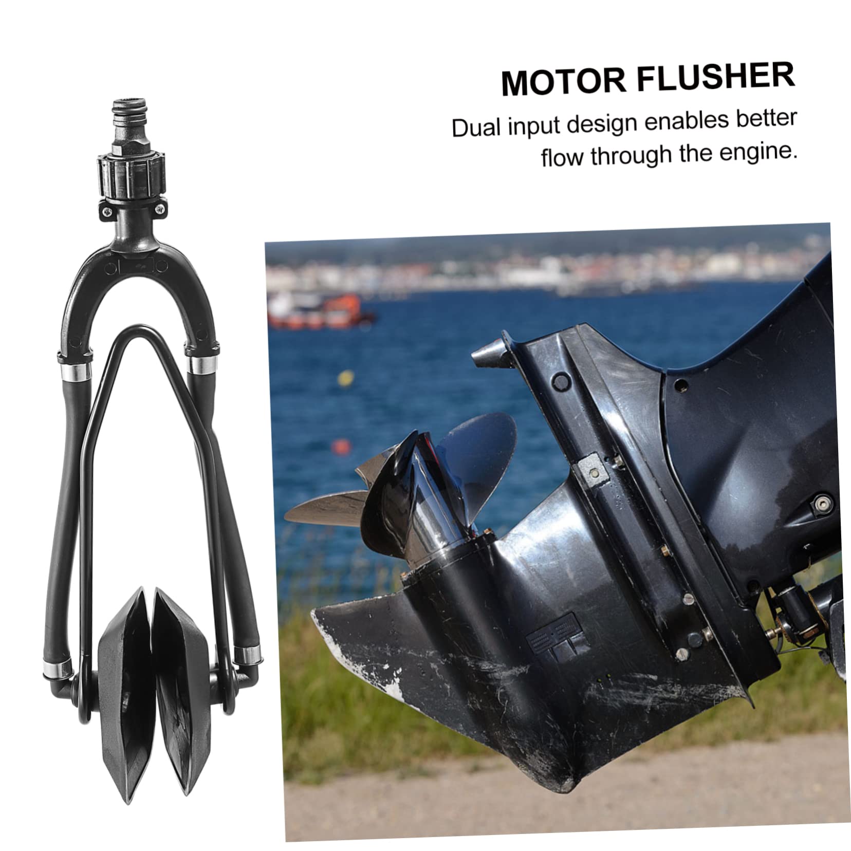 BESPORTBLE Motorspülgerät für Außenbordmotoren aus Edelstahl mit Doppeltem Wasserzufuhrsystem Rechteckige Spülvorrichtung Kompatibel für Boote und Sterndrives