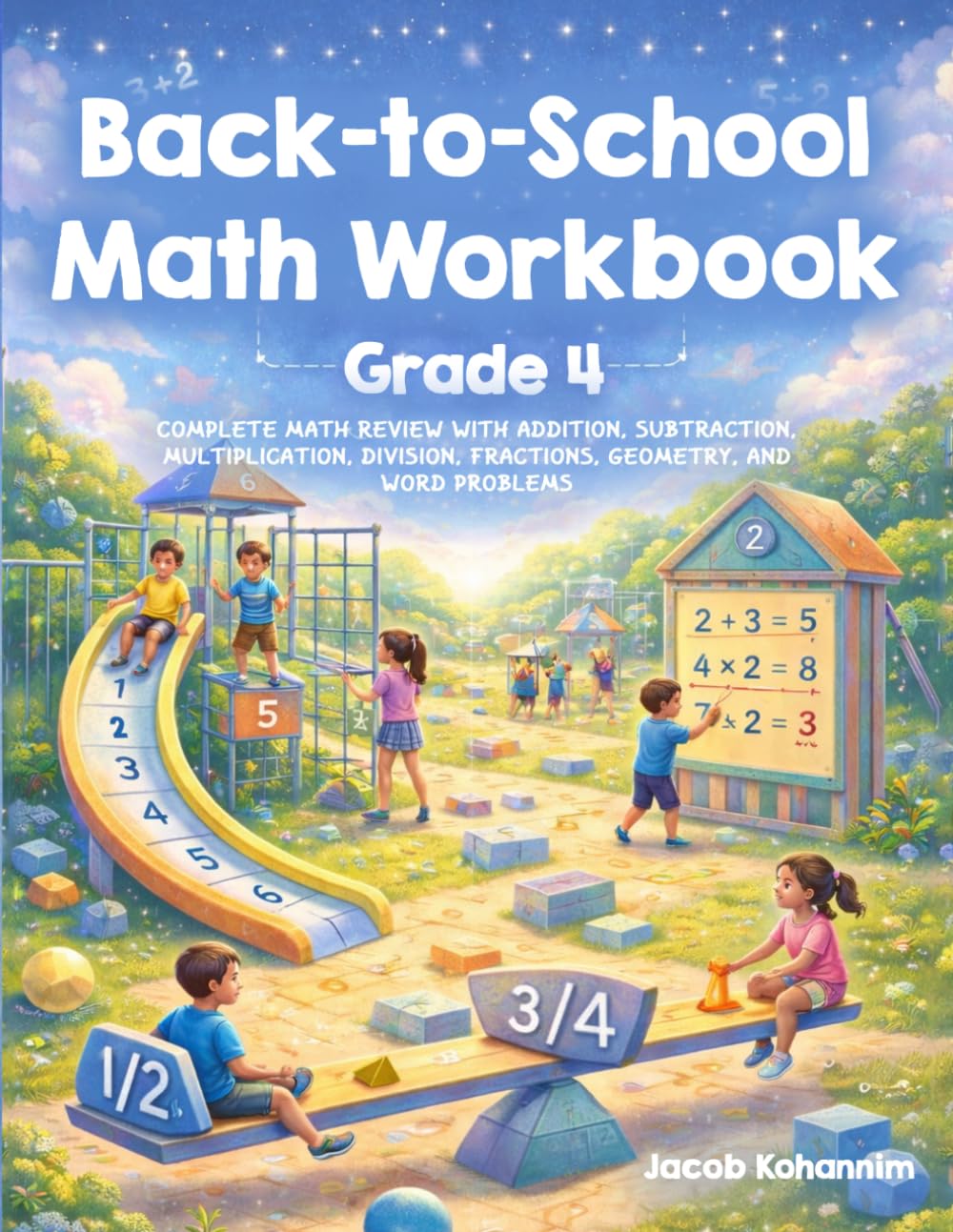 4th Grade Back-to- School Math Workbook: Complete Math Review with Addition, Subtraction, Multiplication, Division, Fractions, Geometry, and Word Problems