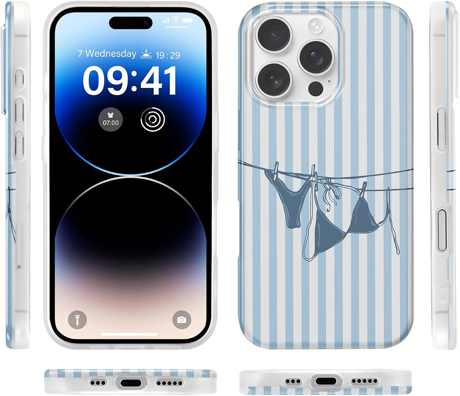 Cute Striped Case for iPhone 14 Pro 6.1", Aesthetic Bikini Stripe Pattern Summer Phone Cover, Printed Trendy Designs for Girly Women Men, Durable Thin Soft TPU Protection for iPhone 14 Pro image 4