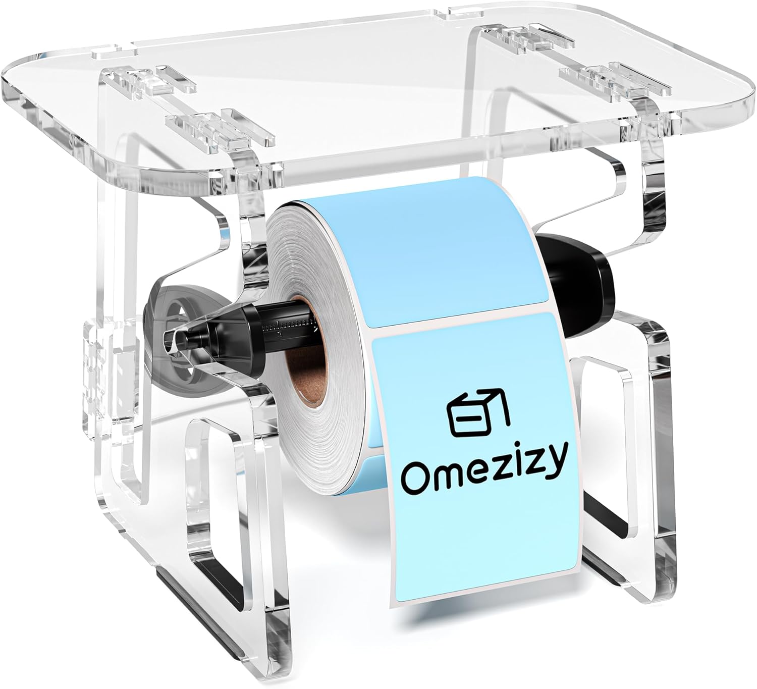 Label Holder with Adhesive Backing, 3-in-1 Clear Design for Rolls and Fan-Fold Labels, Thermal Sticker Roll Holder for Desktop Thermal Printer Shipping Supplies Industrial Paper
