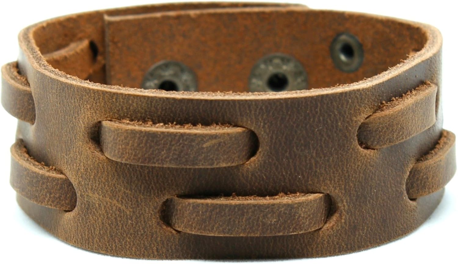 Origin Siam Unisex Genuine Leather Cuff Wrap Strap Wrist Band Bracelet, Black, 7 inches