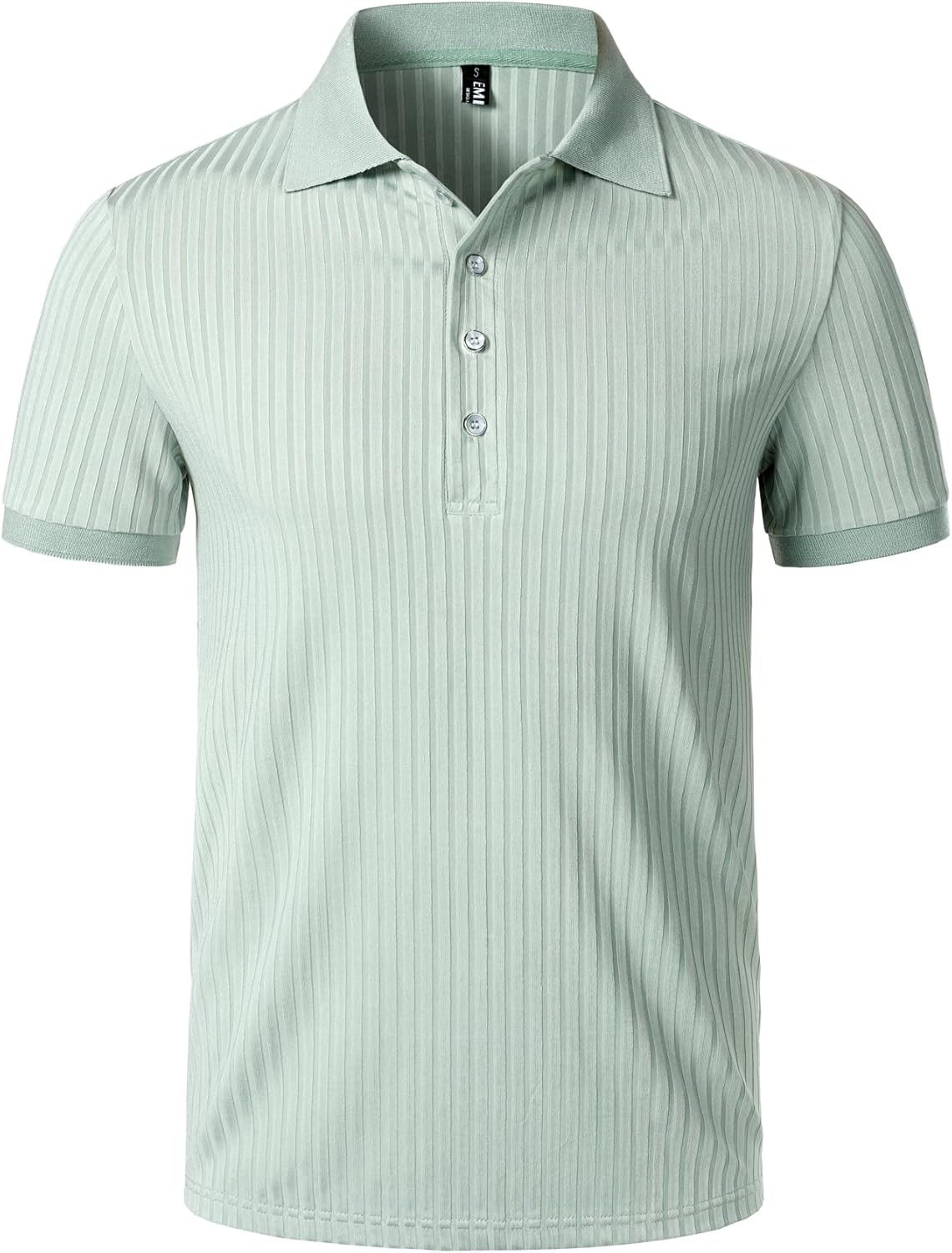 JEMITOP Men's Stretch Knit Slim Fit Polo Shirts Casual Short Sleeve Ribbed Collar Muscle Golf Shirt