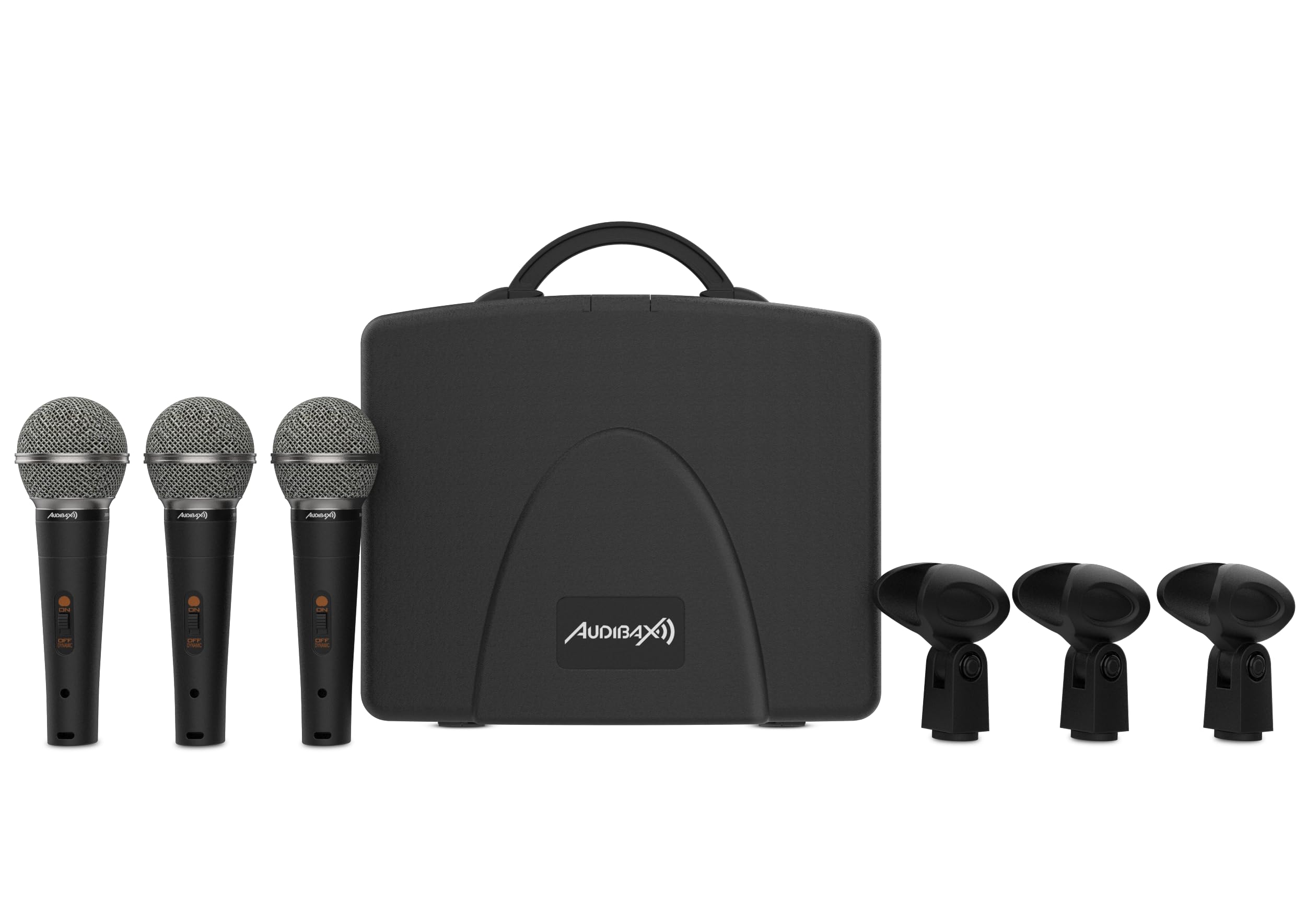 Audibax Tokyo XM1800 Pack Maleta con 3 Micrófonos Dinámicos + Maleta + Pinzas