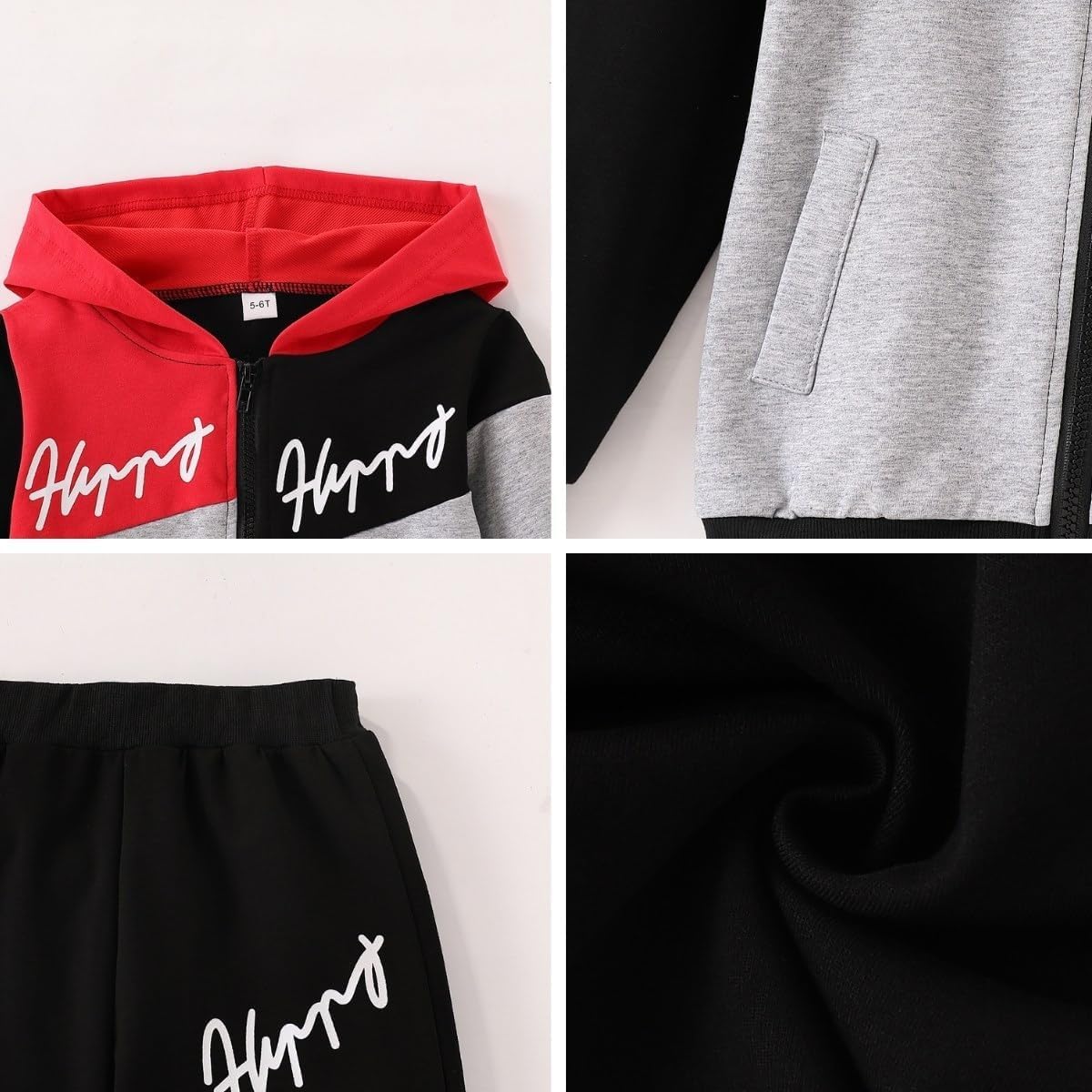 Kid Boys' CLothes Half-Zip Hoodie Top and Sweatpants Set Fall Outfit for Ages 6-12 - Image 7