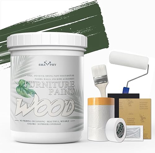 Pintura de madera para muebles (32 onzas). Kit de pintura de muebles todo en uno para todo tipo de muebles, puertas, armarios, mesas de madera. A