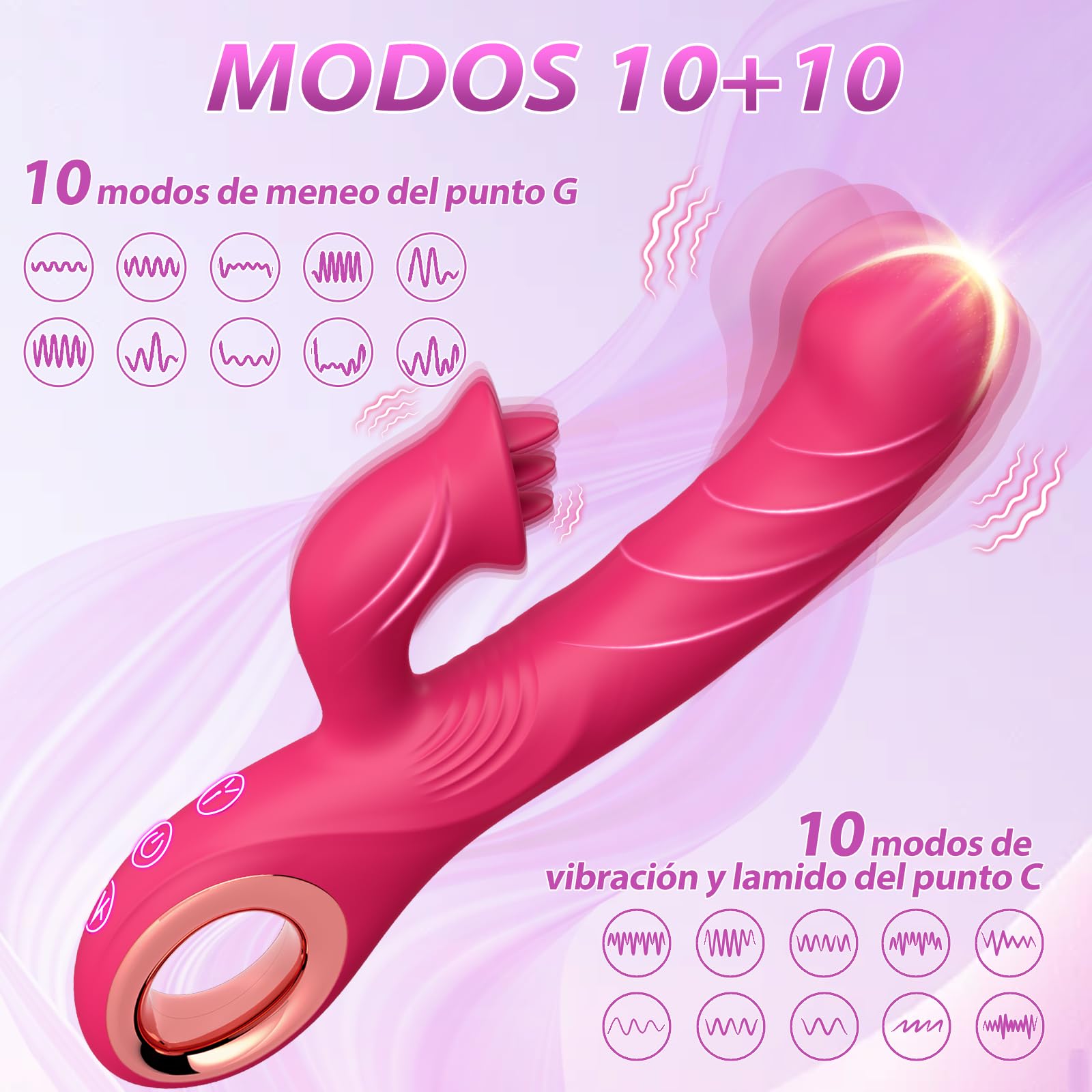 Vibradorador Mujer Juguetes Eróticos Dildo - Vibradorador Clítoris con 10 Vibraciones & Meneo y Lamido Sex Toys Vibrador Mujer Juguetes Sexuales Vibradores Mujer Consoladores.. para Mujer con Vibració