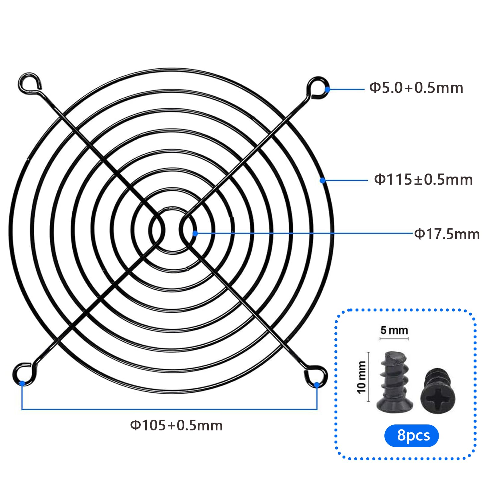 Griglie per ventilatore PC 120 mm, griglia per ventilatori, protezione dei ventilatori per computer, griglia per ventola di raffreddamento, kit da 2, nero. …