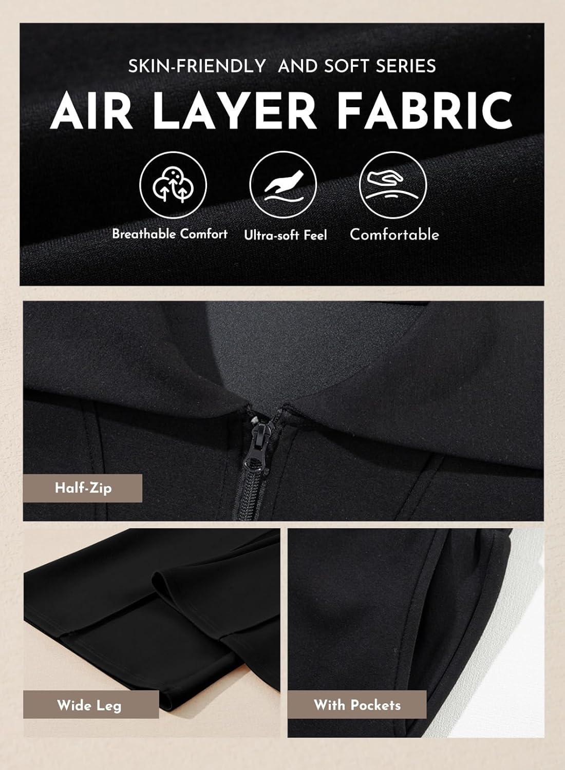 Aleumdr Two Piece Outfits Half Zip Sweatshirt Sweatsuit Lounge Sets for Women Matching Set Wide Leg Sweatpant Tracksuit - Image 6