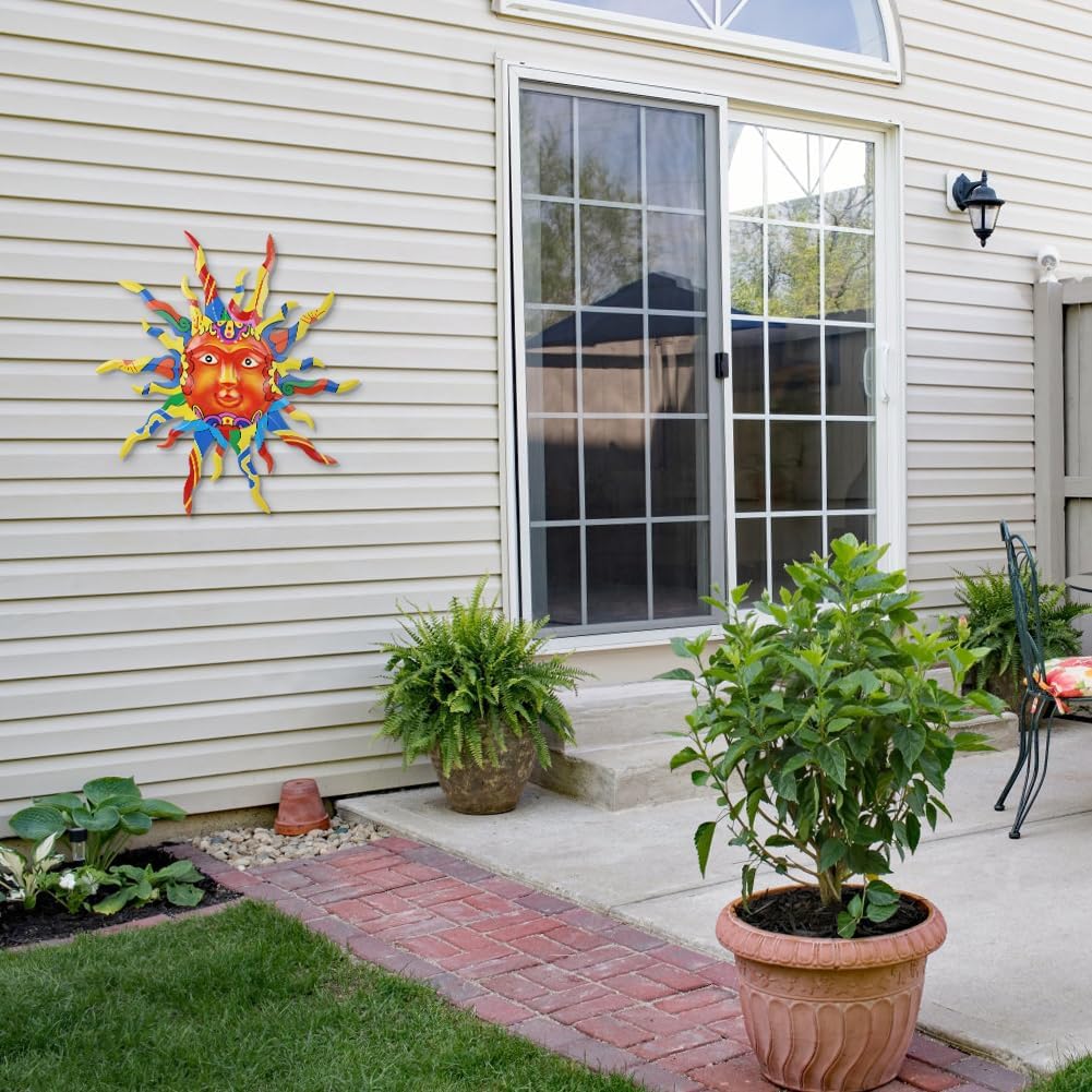 VEWOGARDEN Metal Sun Wall Decor 30" Large Outdoor Metal Wall Art Colorful Outdoor Sun Wall Art for Patio Home Garden - Image 9