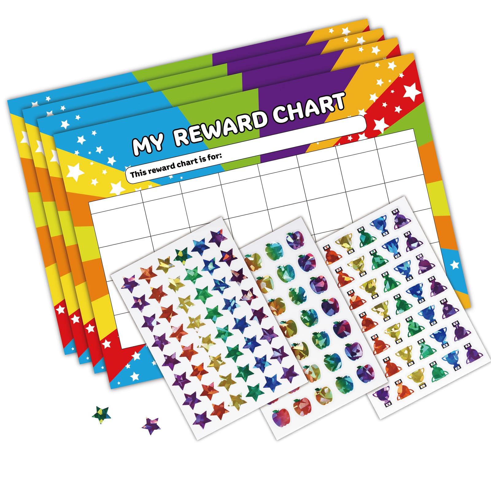 Sparkling Star Sticker with My Chore Chart Sheet Kids Motivational Sticker for Children Good Behavior Homework Tracking Behavior Reward Structure