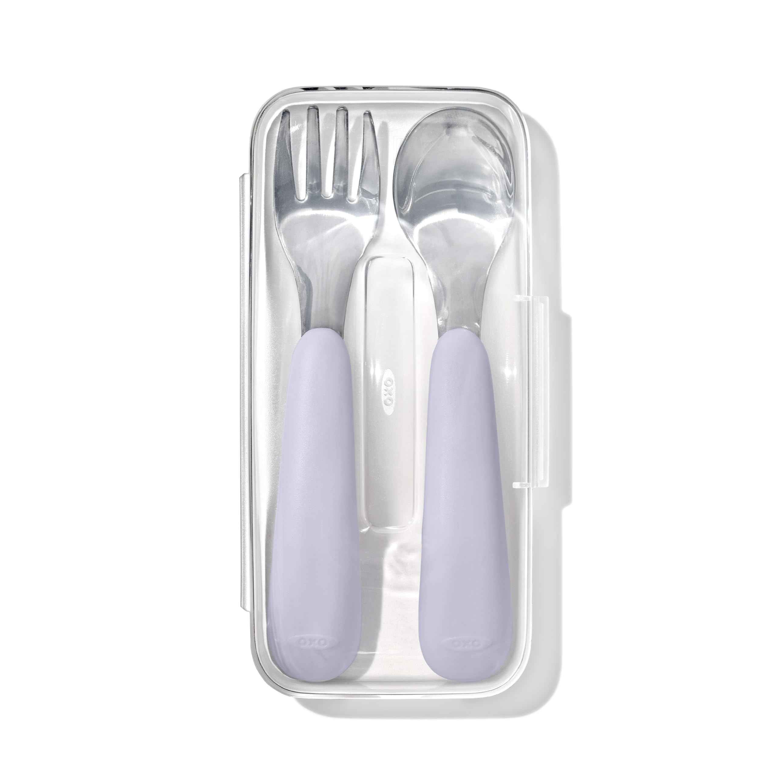 On-The-Go Fork and Spoon Set, Lilac | Fork and Spoon with Compact Travel Case, Stainless…