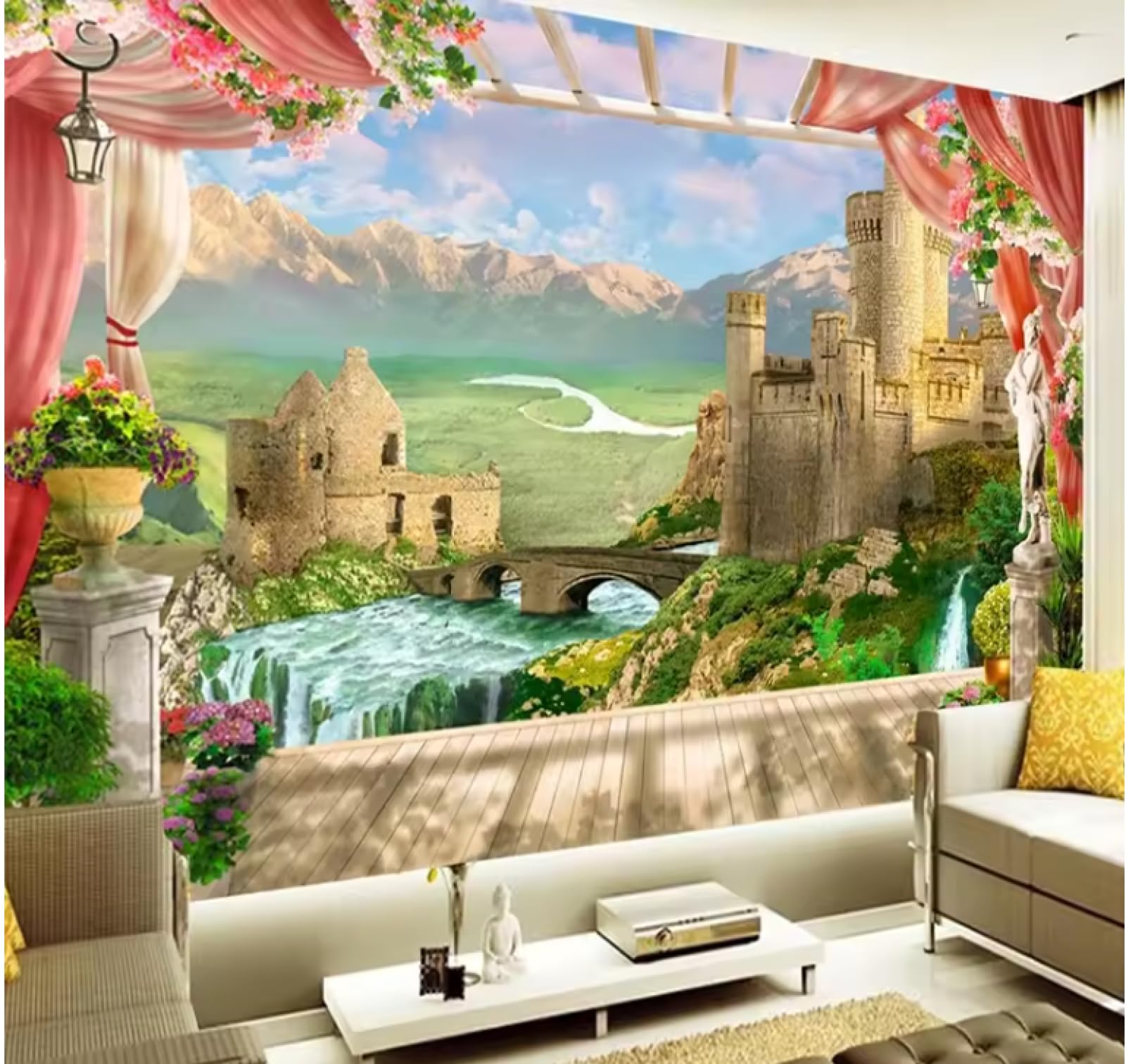 Papier peint jardin mural de salon 250x175cm pour décoration murale intérieure en perspective 3D