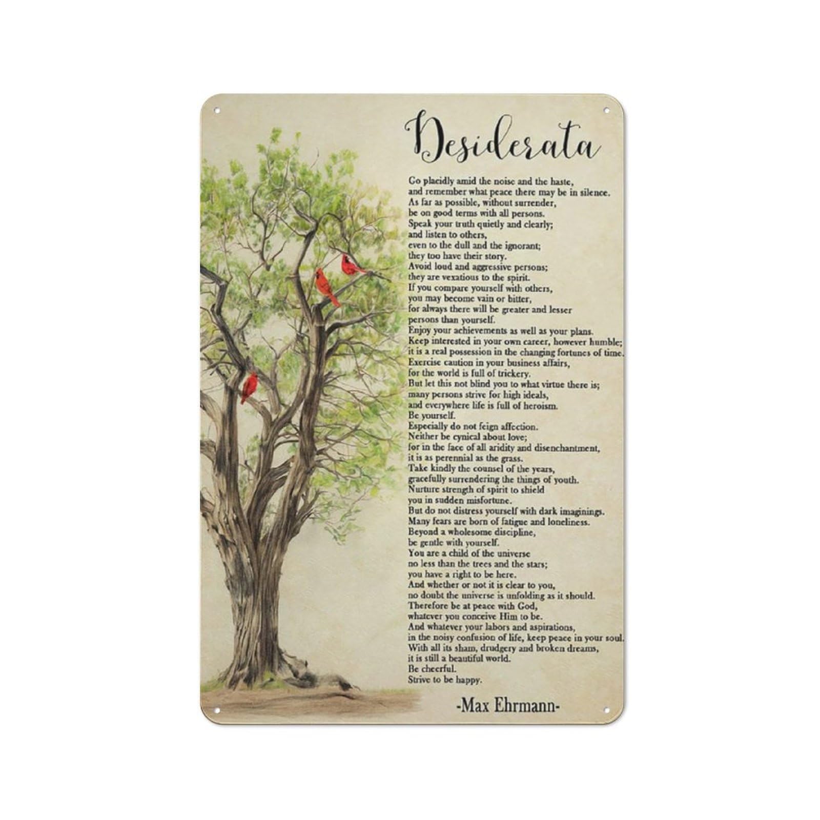 Acdoet Tin-10 Rustic Metal Tin Sign Desiderata Poem Inspirational Pictures Prints Modern Vintage Desiderata Wall Art Encouraging Quotes Poster 8X12 Inch