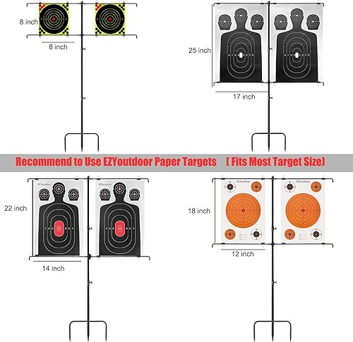 Miniatura 5 de Paquete de 4550 tatuajes de disparo de papel, 17 x 25 pulgadas, múltiples zonas de apuntamiento, 4 clips incluidos, para pistolas BB de rango para