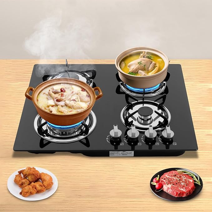 Estufa de Gas 4 Puestos Empotrable Panel de Vidrio Templado miniatura 2