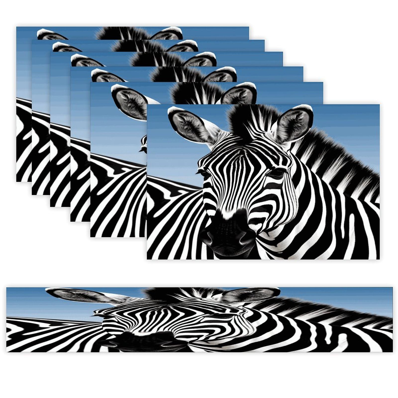 Zebra Table Runner and Placemats Set of 6 Heat Resistant Table Runner Place Mats Modern Cloth Table Mat Washable Linen Placemat Festive Reusable Set