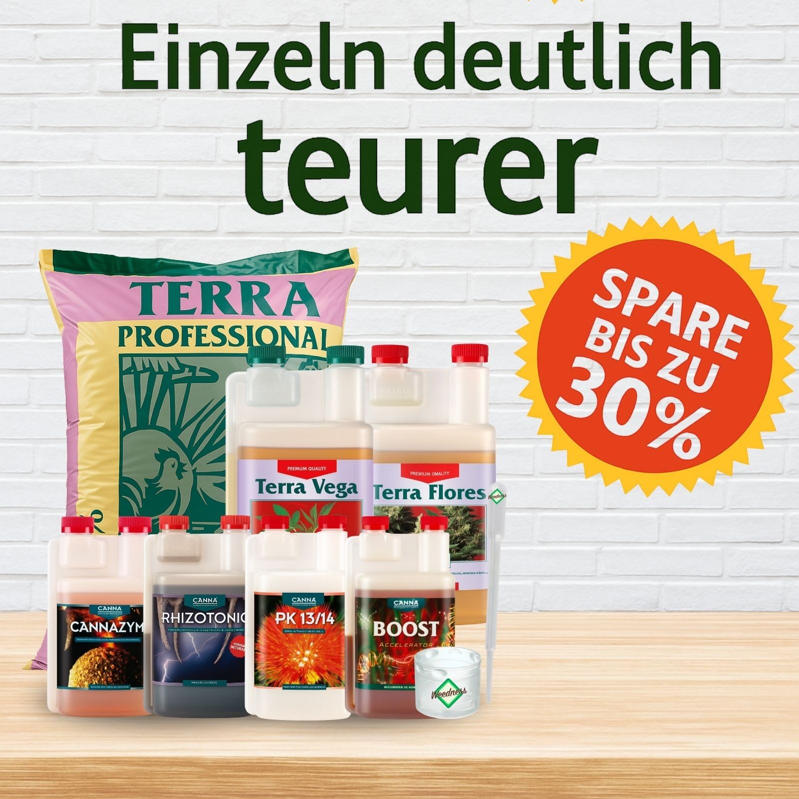 Weedness Canna Terra Professionell 50 Liter + Dünger Big - Blumenerde Grow Balkon-Pflanzen Pflanzerde Gartenerde Tomatenerde