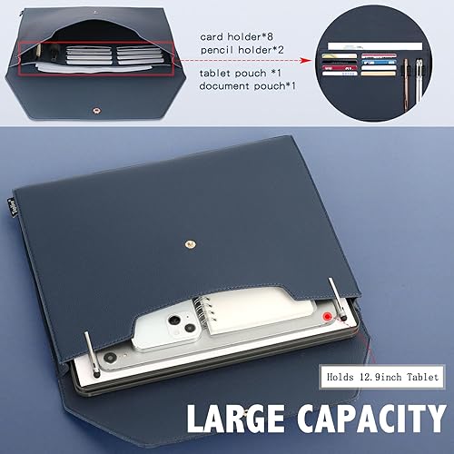 Miniatura 10 de Toplive Carpeta de archivos de documentos, suave e impermeable, de piel sintética, tamaño A4, organizador de archivos, estuche de almacenamiento de