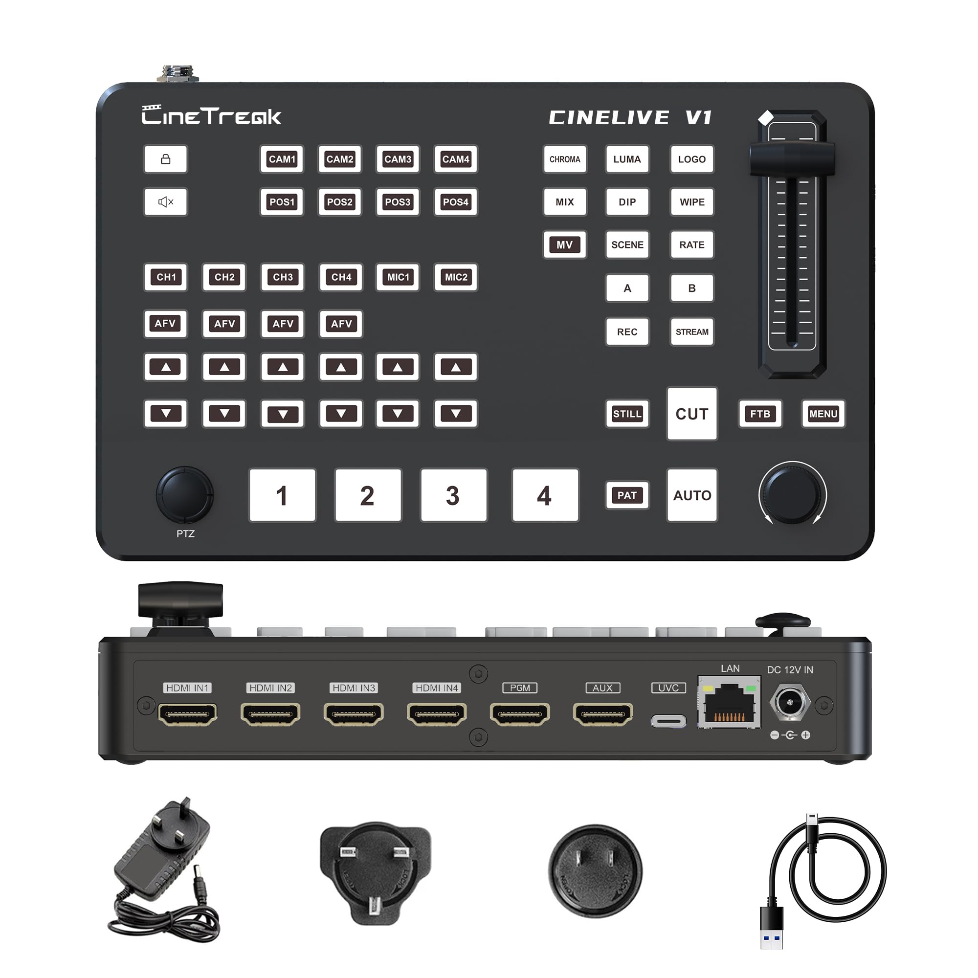 Cinelive V1 Vertical Livestreaming Video Switcher Mixer with PVW/PGM Output PTZ Camera Control,RTMPs livestream for ins, tiktok
