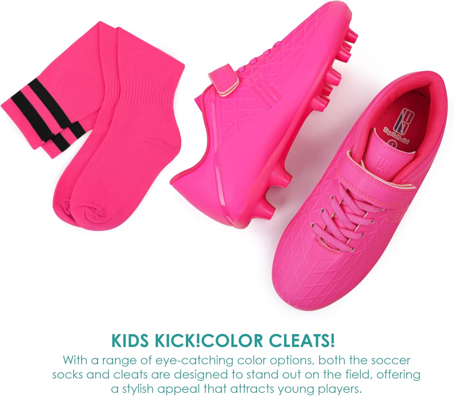 brooman Kids Firm Ground Soccer Cleats Boys Girls Football Cleats with Soccer Socks - Image 6